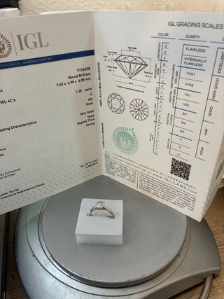 Anillo Oro 18k Diamante Natural 1.25 Ct