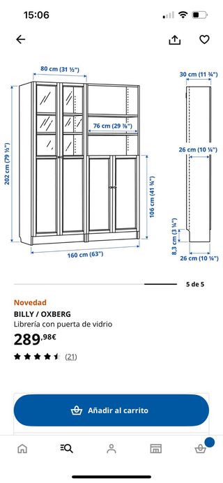 Estanterías Billy madera y cristal