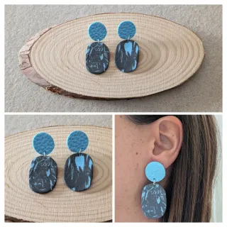 Pendientes hechos a mano azul y gris