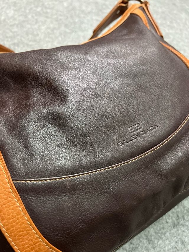 Bolso Balenciaga Vintage Piel Marrón y Beige