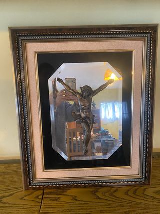 Cuadro Cristo Bronce Marco Dorado