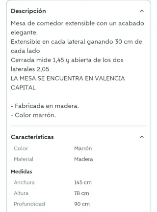 Mesa de comedor de madera con 5 sillas