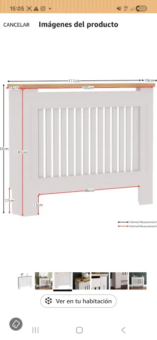 Cubierta radiador madera con lamas verticales