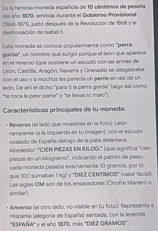 Moneda 10 céntimos 1870