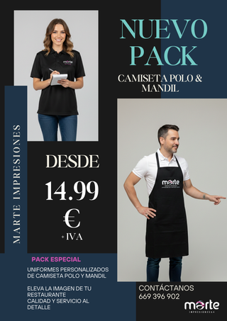 Pack Camiseta polo & Mandil para restaurantes