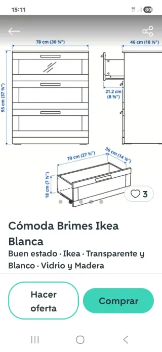 Cómoda Cajonera Ikea Blanca