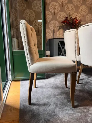 8 Sillas Salón Beige/Marrón