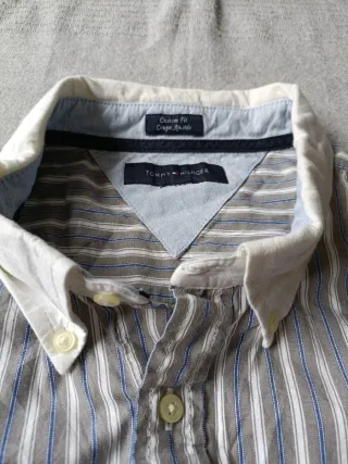 Camisa Tommy Hilfiger manga larga gris de rayas