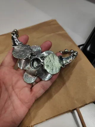Collar estilo flor plata años 80