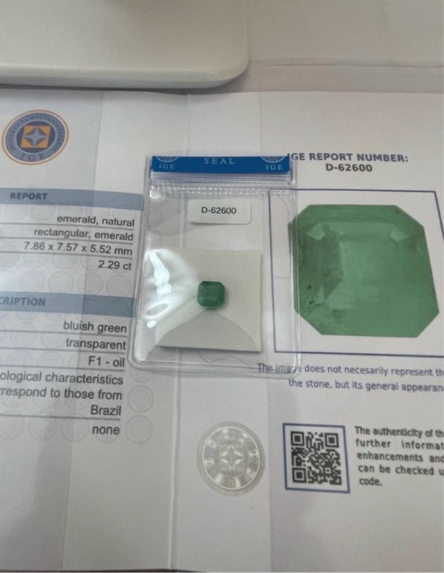 Esmeralda Brasileña 2.29Ct Natural IGE