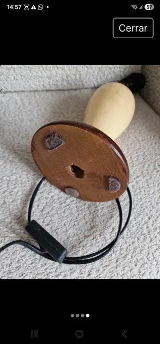 Lámpara de mesa madera y mármol beige