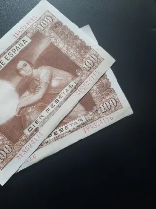 BILLETES DE 100 PESETAS DE 1953 PAREJA CORRELATIVA