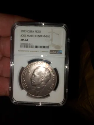 1953 Cuba Peso Jose Marti Centennial MS64