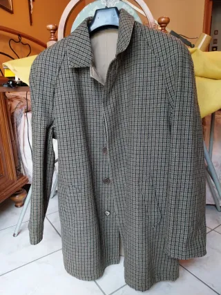 Trench uomo vintage beige un lato e l'altro verde