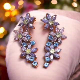 Pendientes Flor Morado y Azul