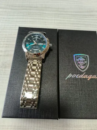 Reloj Poedagar Hombre Plata y Verde