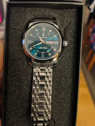 Reloj Poedagar Hombre Plata y Verde