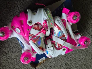 Patines Infantiles Ajustables Rosa y Blanco