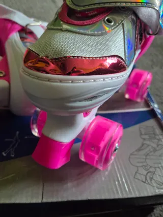 Patines Infantiles Ajustables Rosa y Blanco