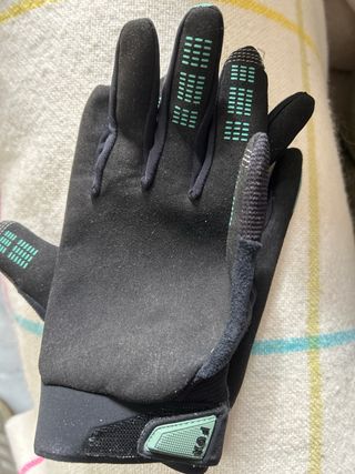Guantes Fox Negro y Turquesa T -M