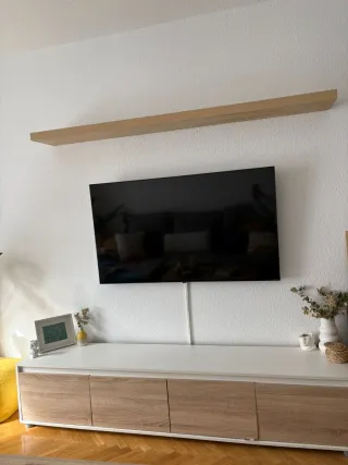 Mueble TV madera y cristal