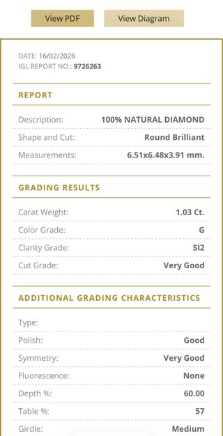 Cadena t colgante Oro 18k Con 1.03 Diamante natura