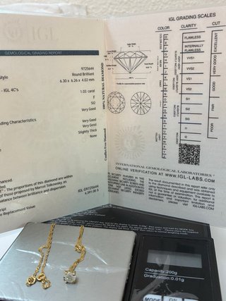 Cadena t colgante Oro 18k Con 1.03 Diamante F/SI2