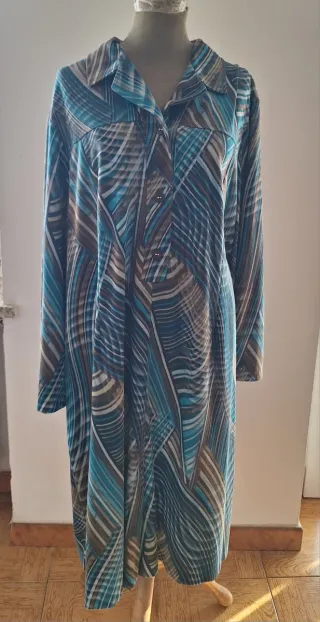 Vestito maniche lunghe fantasia geometrica