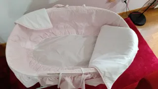 Cuna Moisés Bebé Rosa con Soporte