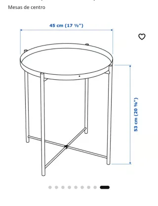 Mesa auxiliar redonda metálica blanca con bandeja