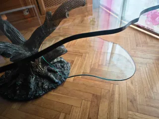 Mesa de centro cristal y madera