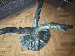 Mesa de centro cristal y madera