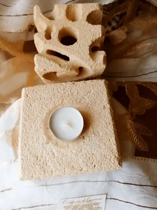 Portacandele in Pietra Leccese Fatto a Mano