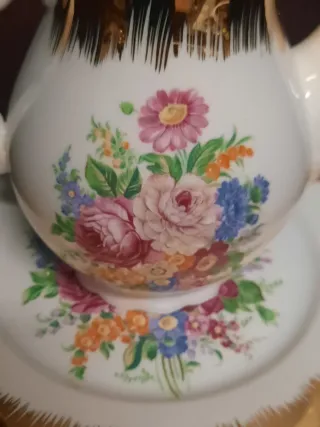 Caffettiera con piatto decorato L.Depos