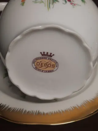 Caffettiera con piatto decorato L.Depos