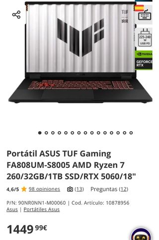 Portátil Gaming ASUS TUF