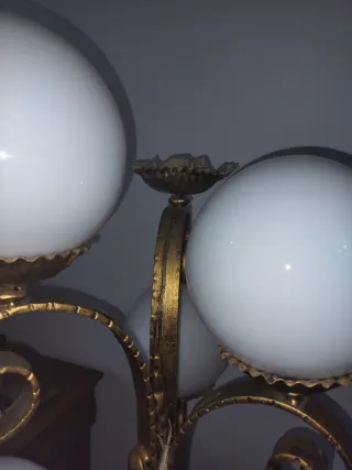 Lámpara Vintage Dorada Cristal Metal