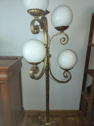 Lámpara Vintage Dorada Cristal Metal