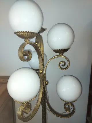 Lámpara Vintage Dorada Cristal Metal