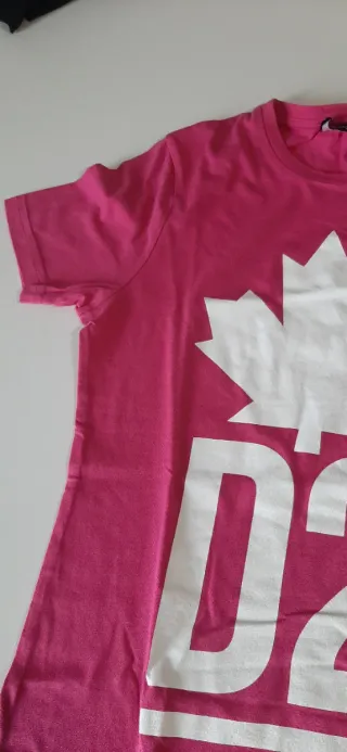 Maglietta rosa Dsquared2 con foglia d'acero