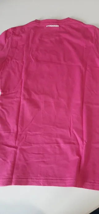 Maglietta rosa Dsquared2 con foglia d'acero