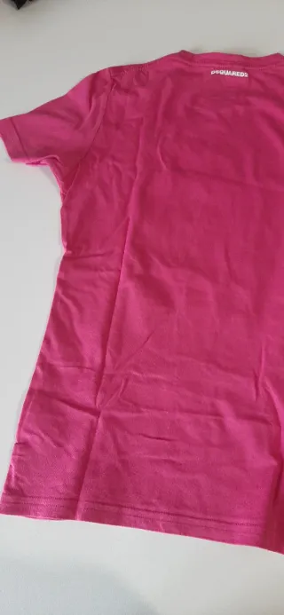 Maglietta rosa Dsquared2 con foglia d'acero