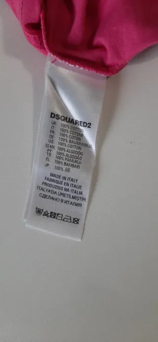 Maglietta rosa Dsquared2 con foglia d'acero