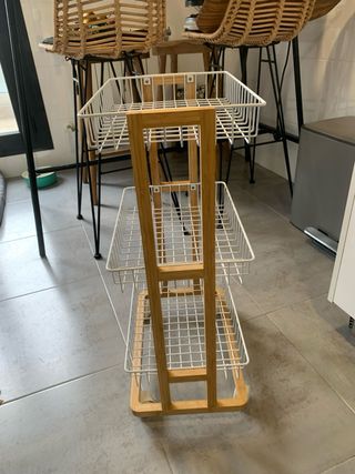 Carrito Organizador Cocina Baño Madera Metal