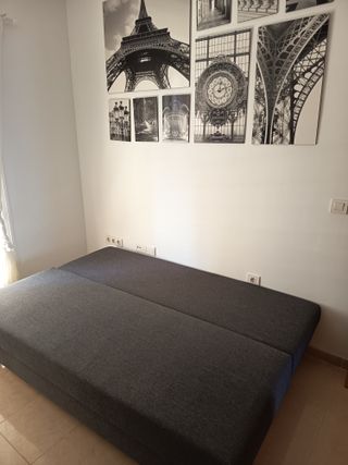Sofá Cama Gris 3 Plazas Sin Uso . 1,90 cm de largo