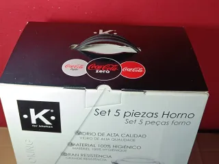 Set 5 Bandejas Cristal Horno Coca-Cola