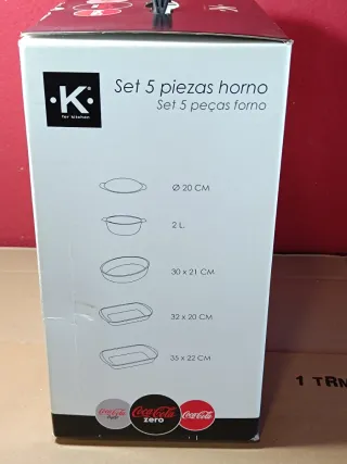 Set 5 Bandejas Cristal Horno Coca-Cola