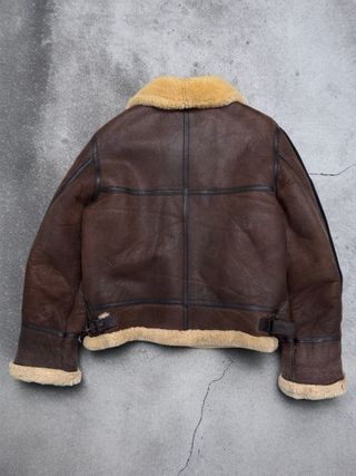 Chaqueta Bomber Cuero Cordero Lana Oveja Type B3 L