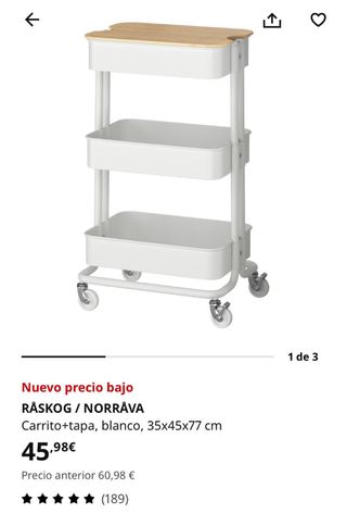 Carrito Auxiliar Raskog Ikea Madera y Metal