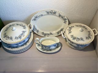 Royal Kent Vajilla Porcelana Azul y Blanca